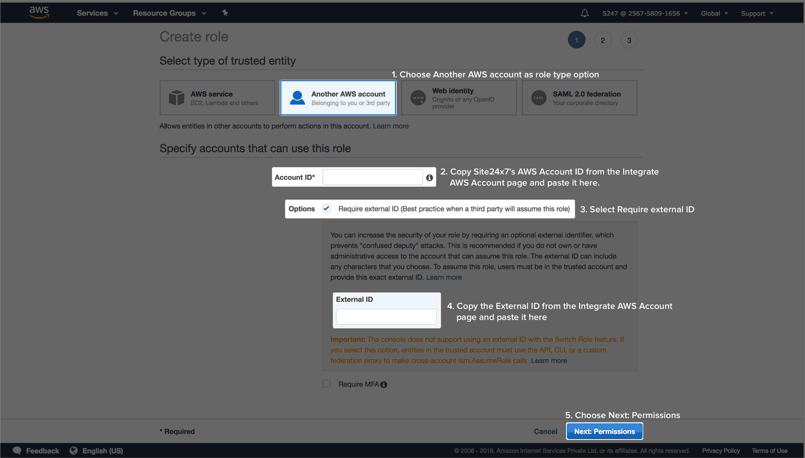 Create IAM role for cloud cost management