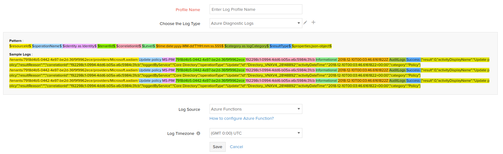 Creating a Log Profile